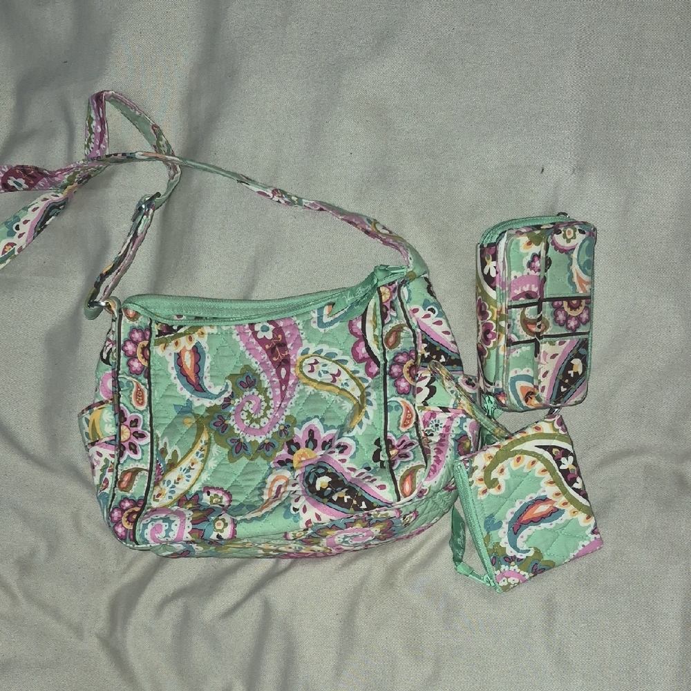 Vera Bradley Paisley Crossbody Bag Set - Green and Multicolor